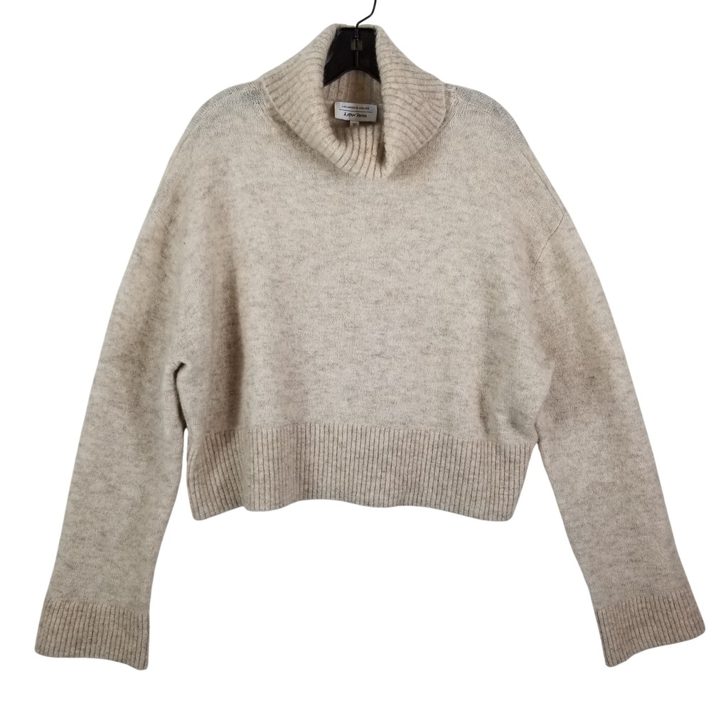 & Other Stories Mohair Wool Blend Turtleneck Sweater Oatmeal Beige Womens Small